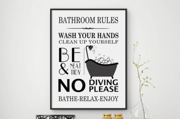 Download Bathroom Rules Wall Art Home Decor Print - Home decor Collection