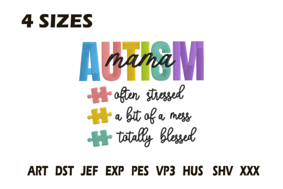 Download Autism Mama Embroidery Design Blessed - Mama embroidery design Collection