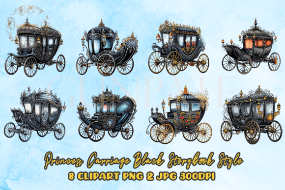 Download Princess Carriage Black Watercolor - Princess carriage Collection
